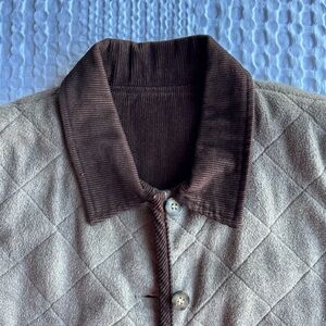 Talbots Reversible Quilted Vest Women’s M Oatmeal Fleece Chocolate Corduroy